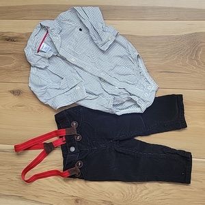 *3/$15*Carter's 12M 2pc Boys Set! Corduroy Pants w/suspenders & long sle…